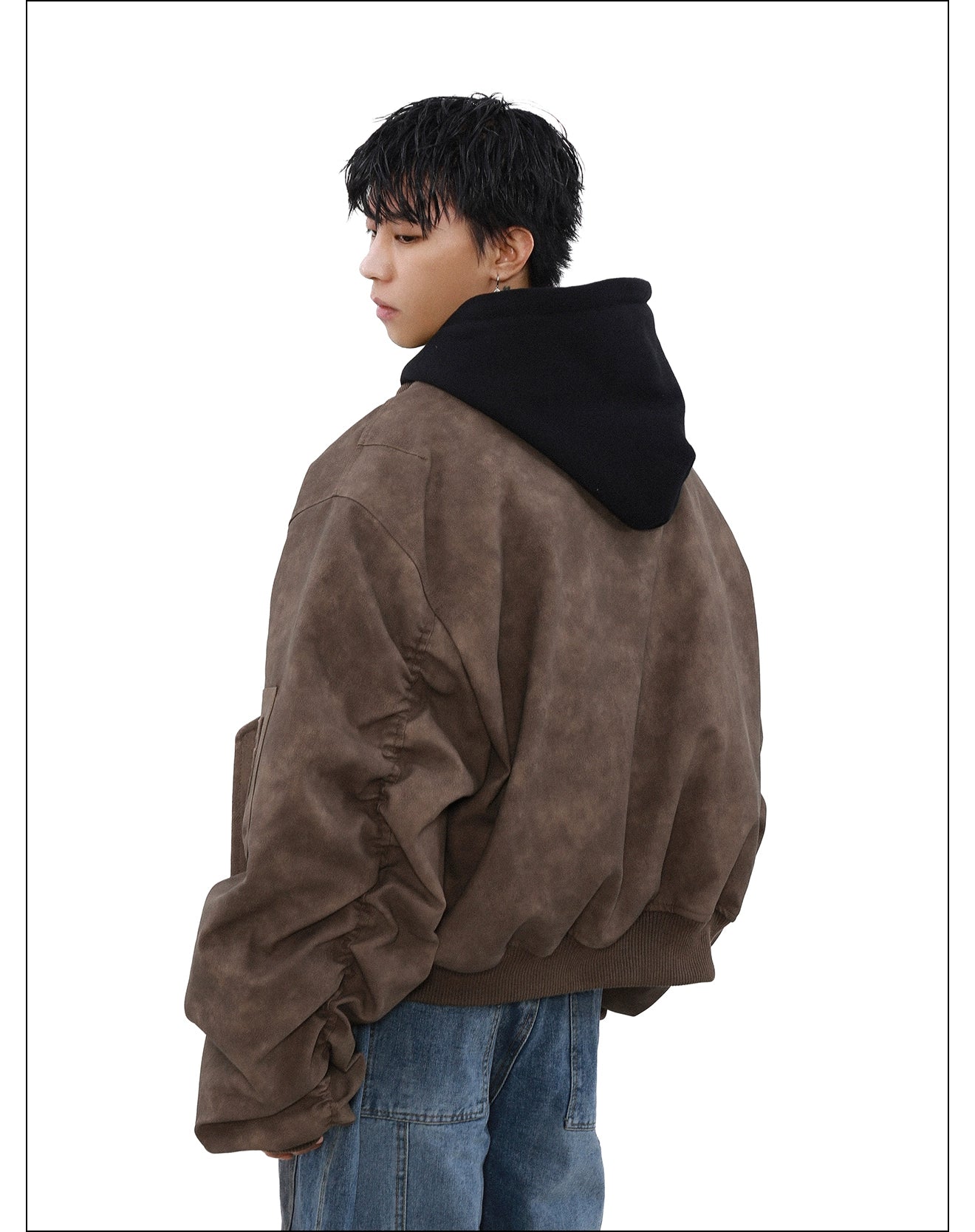 Umber Drift Oversized Moto Jacket