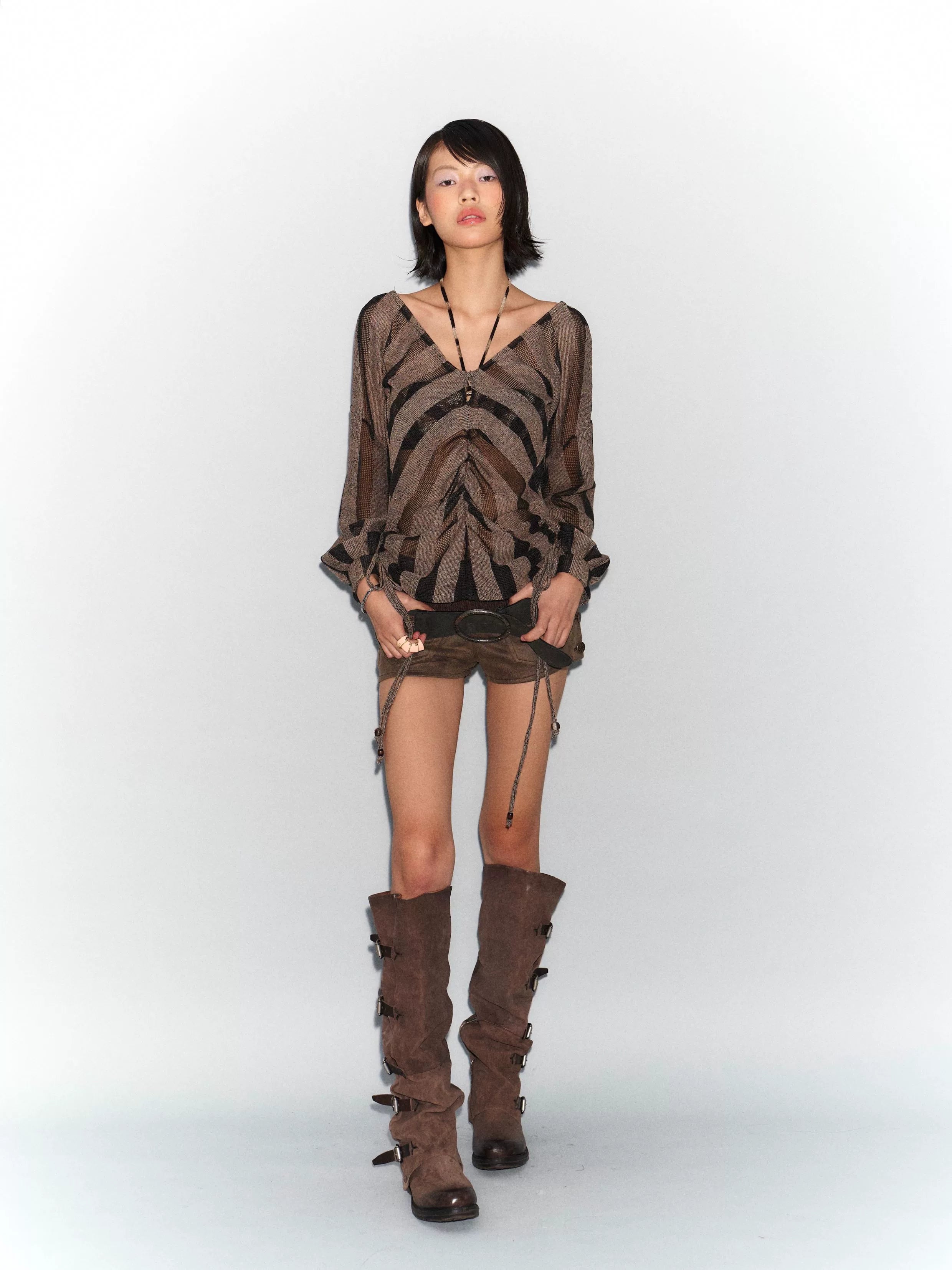 Bronze Mirage Stripe Drape Top