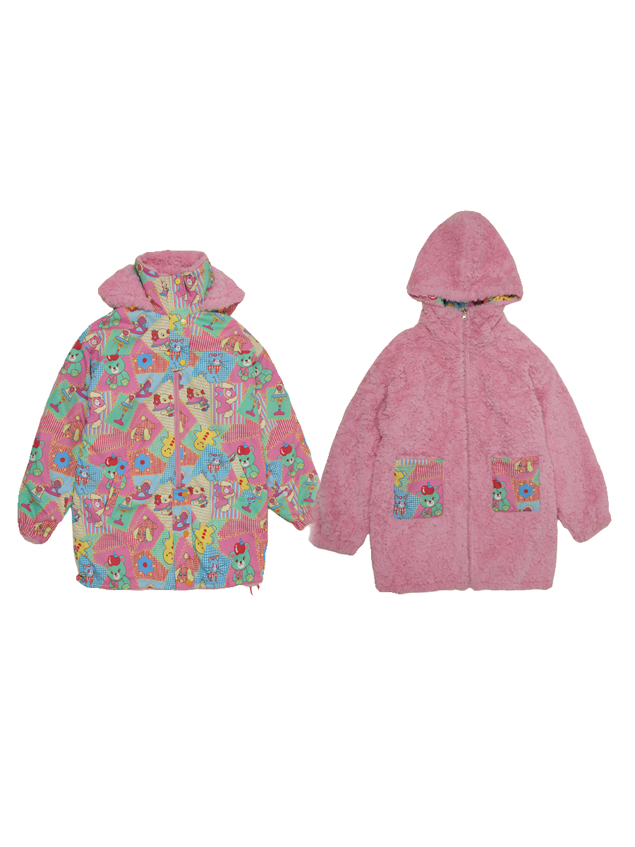 Winter Print Cute Double-Sided Cotton Jacket - chiclara