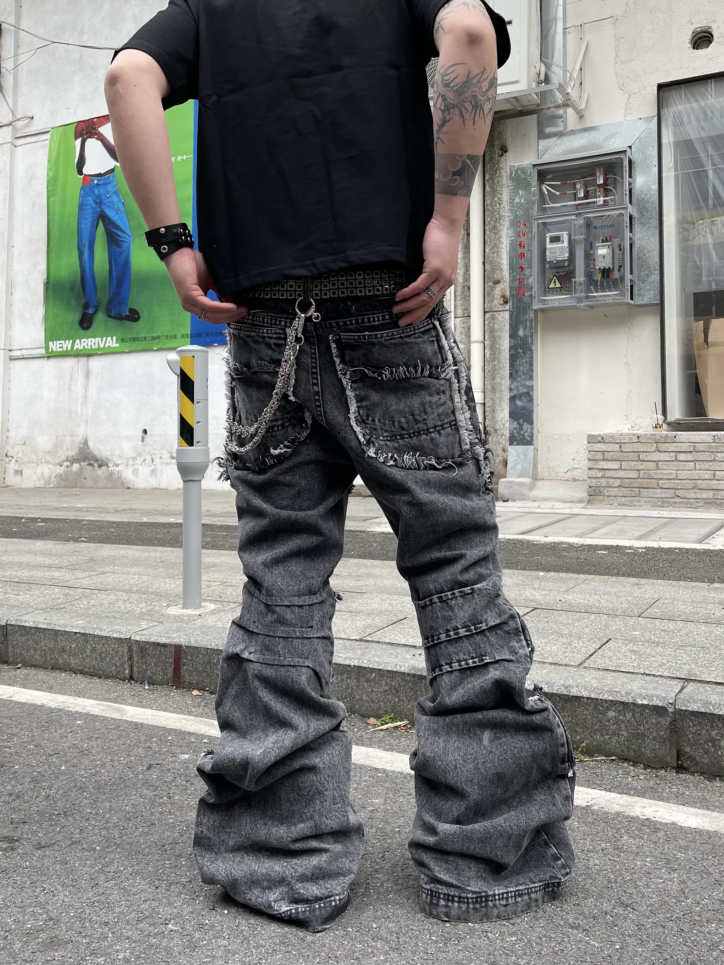 Ripped Grunge Stacked Jeans