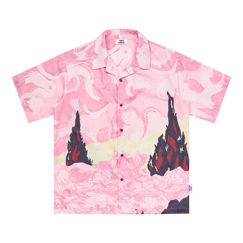 Dreamy Dream Landscape Oil Hand Painted Short Sleeved Shirt - chiclara