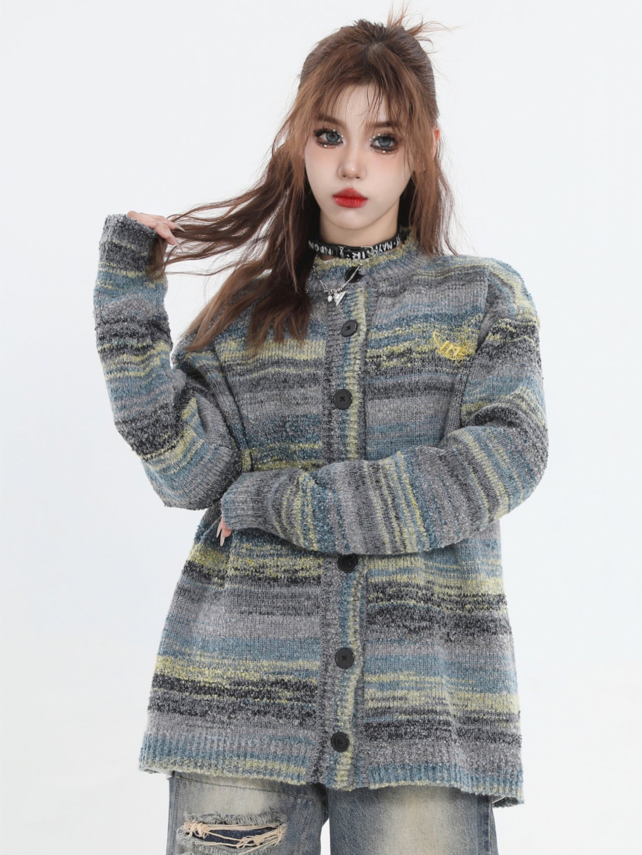 Artistic Painting Loose Knit Sweater - chiclara