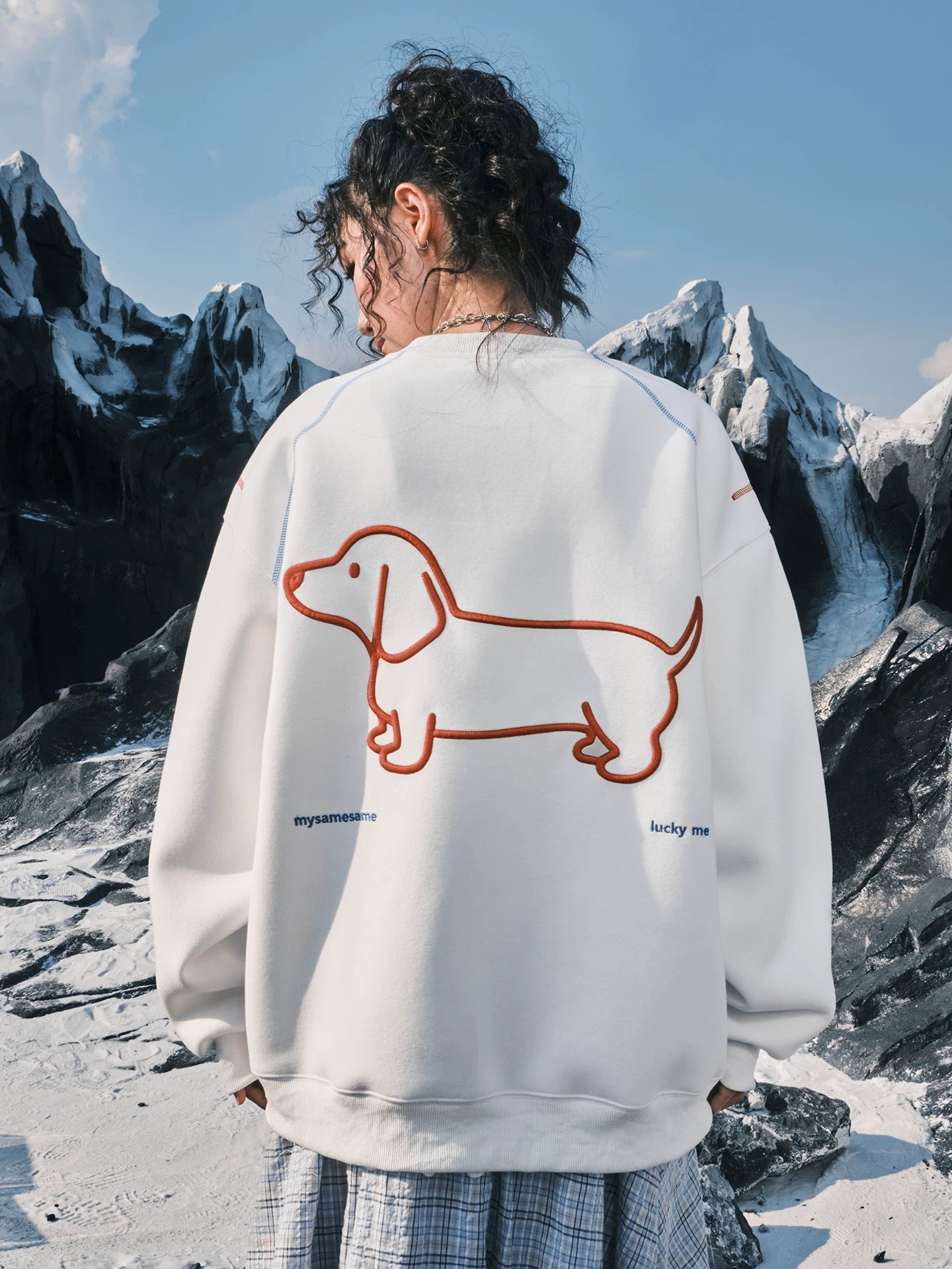 Dachshund Embroidered Oversized Crewneck Sweatshirt