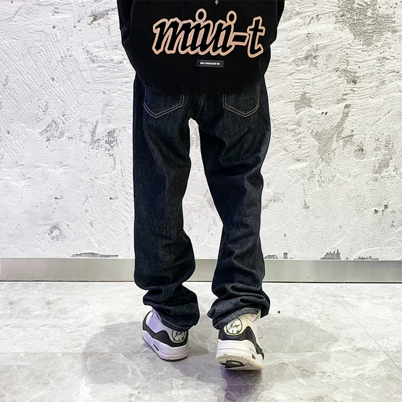 Midnight Fade Relaxed Straight‑Leg Jeans