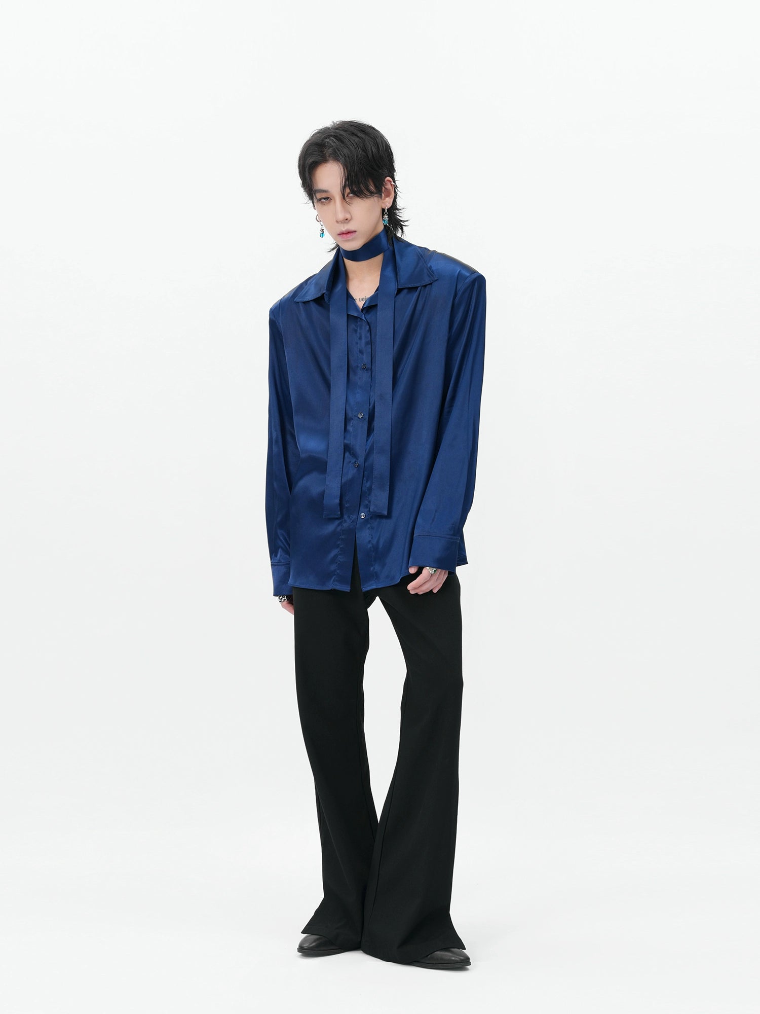 Satin Button-Up Shirt