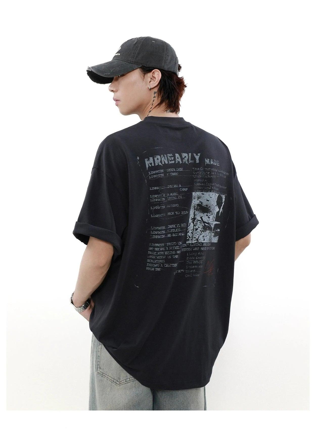 Mrnearly Graphic Print Oversized Tee - Unisex Urban Streetwear Statement