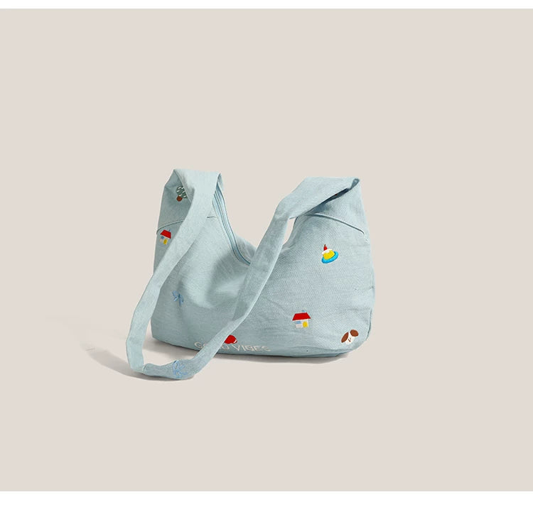 Good Vibes Embroidered Hobo