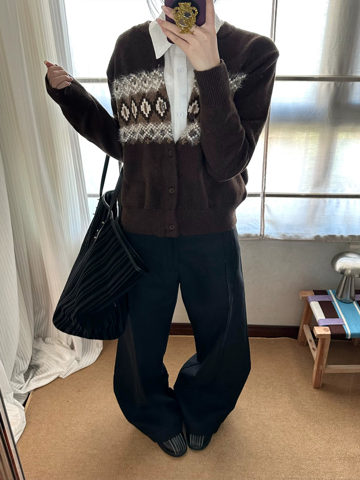 Alden Fair Isle Fuzzy Knit Cardigan