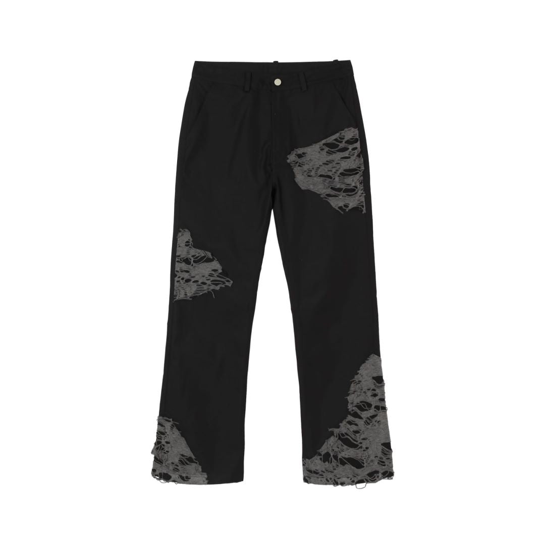 Edgy Wormhole Broken Hand Spliced Pants - chiclara