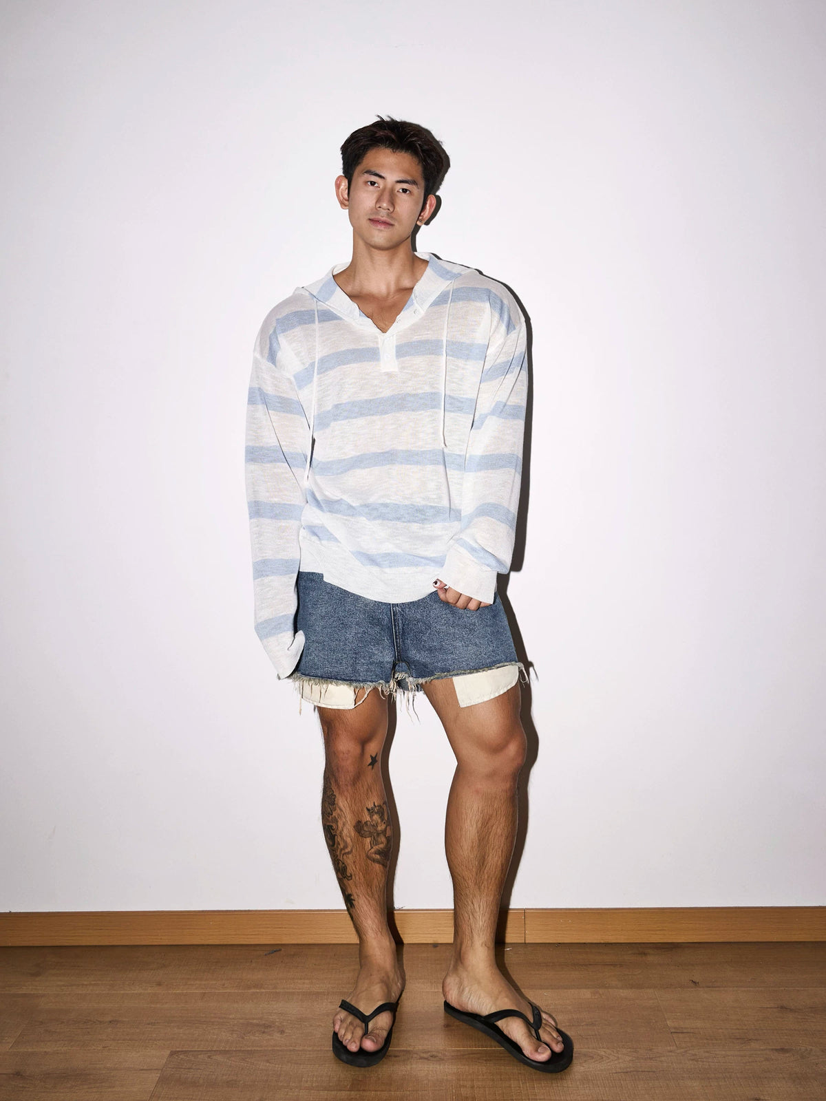 Coastal Stripe Lightweight Knit Hoodie