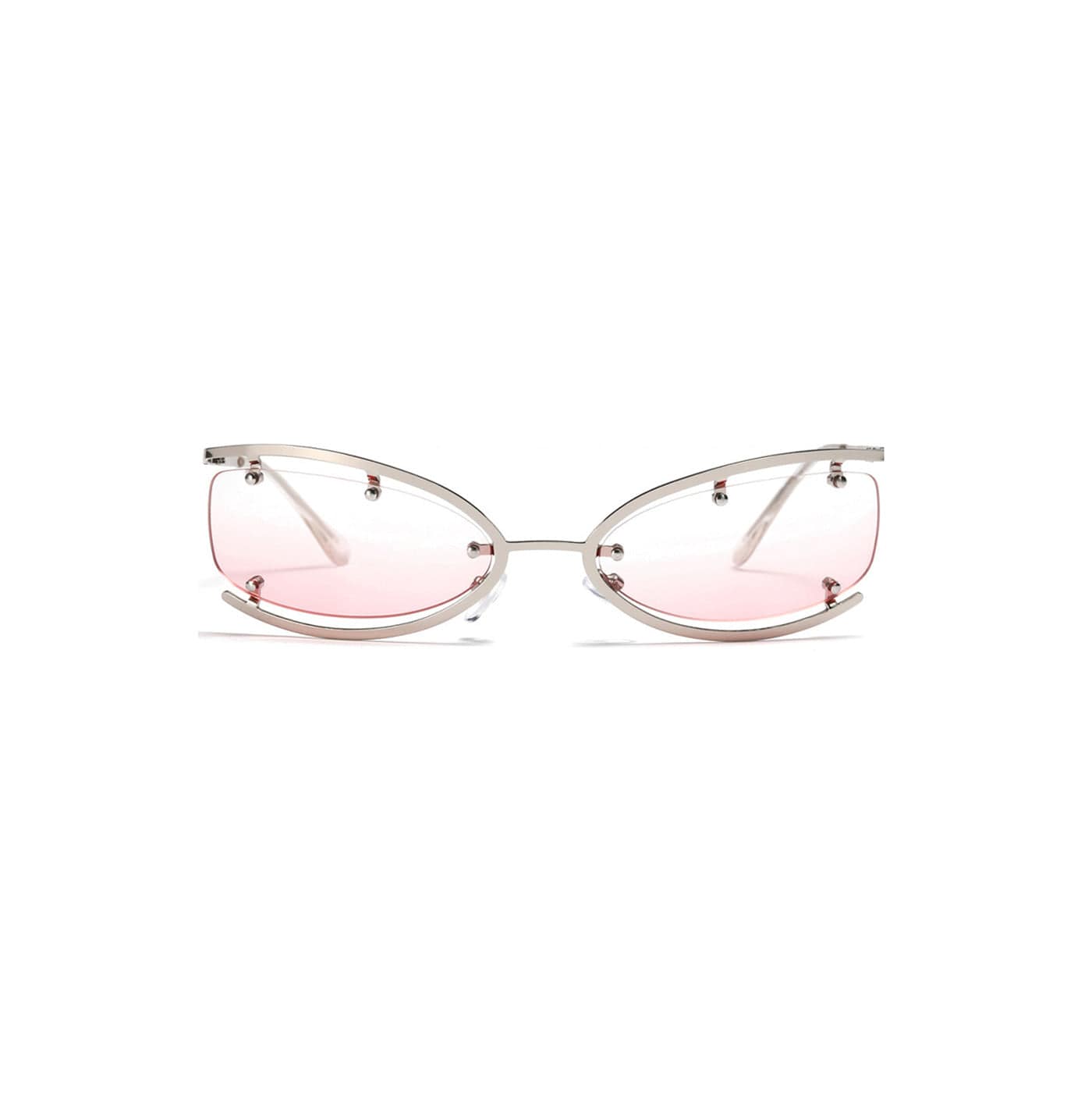 Rimless Rectangle Metal Slim Sunglasses