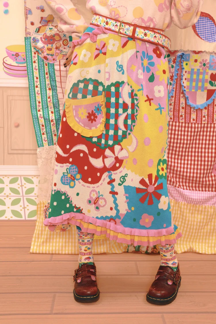 Sweet Summer Garden Ruffle Knit Skirt