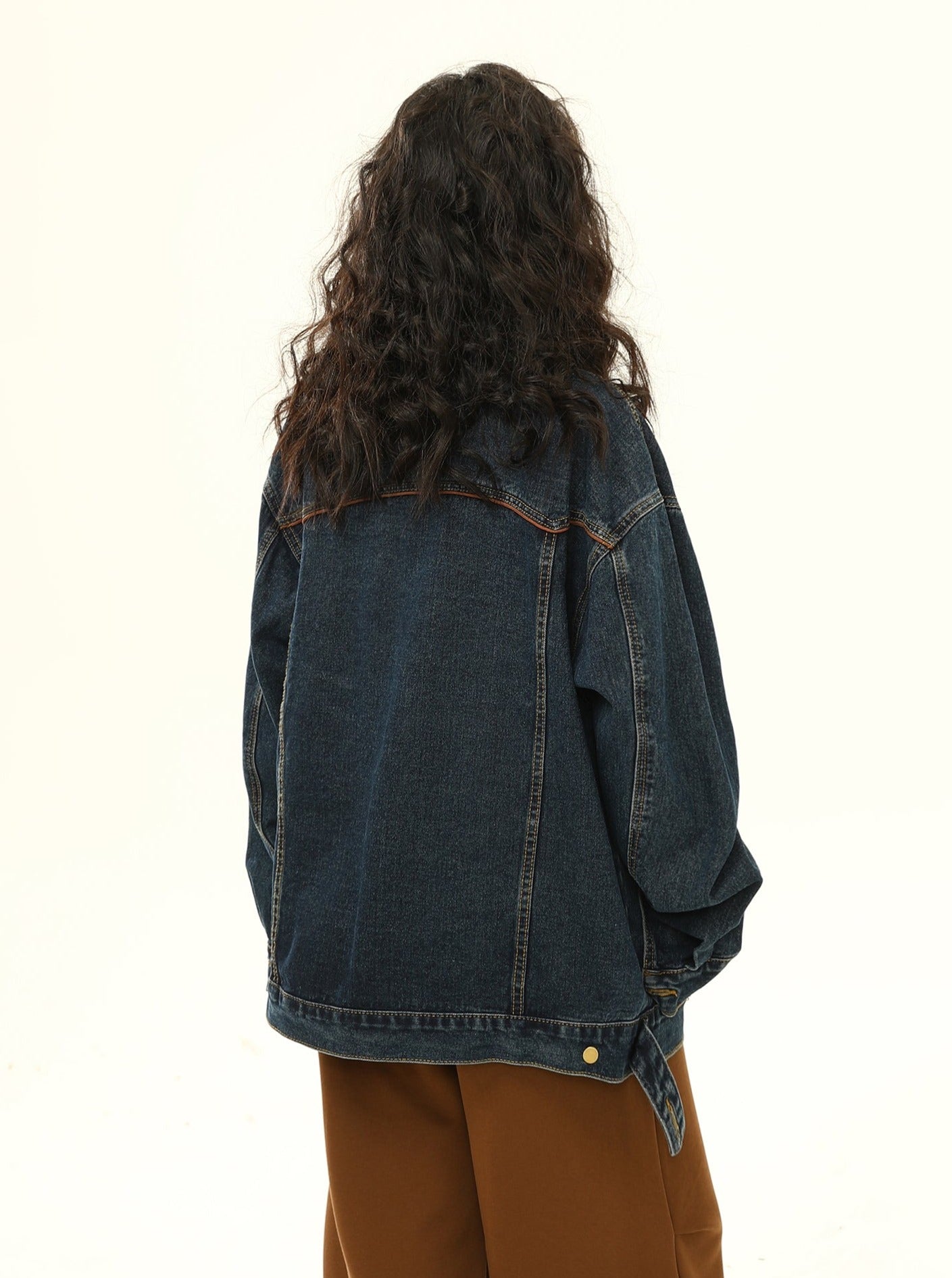 Racing Patch Denim Jacket with Corduroy Collar