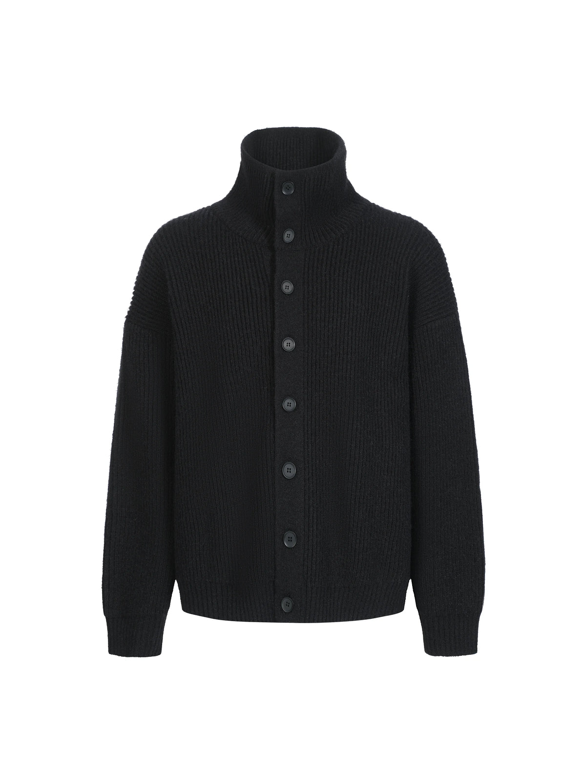 Bennett High-Neck Ribbed Knit Cardigan