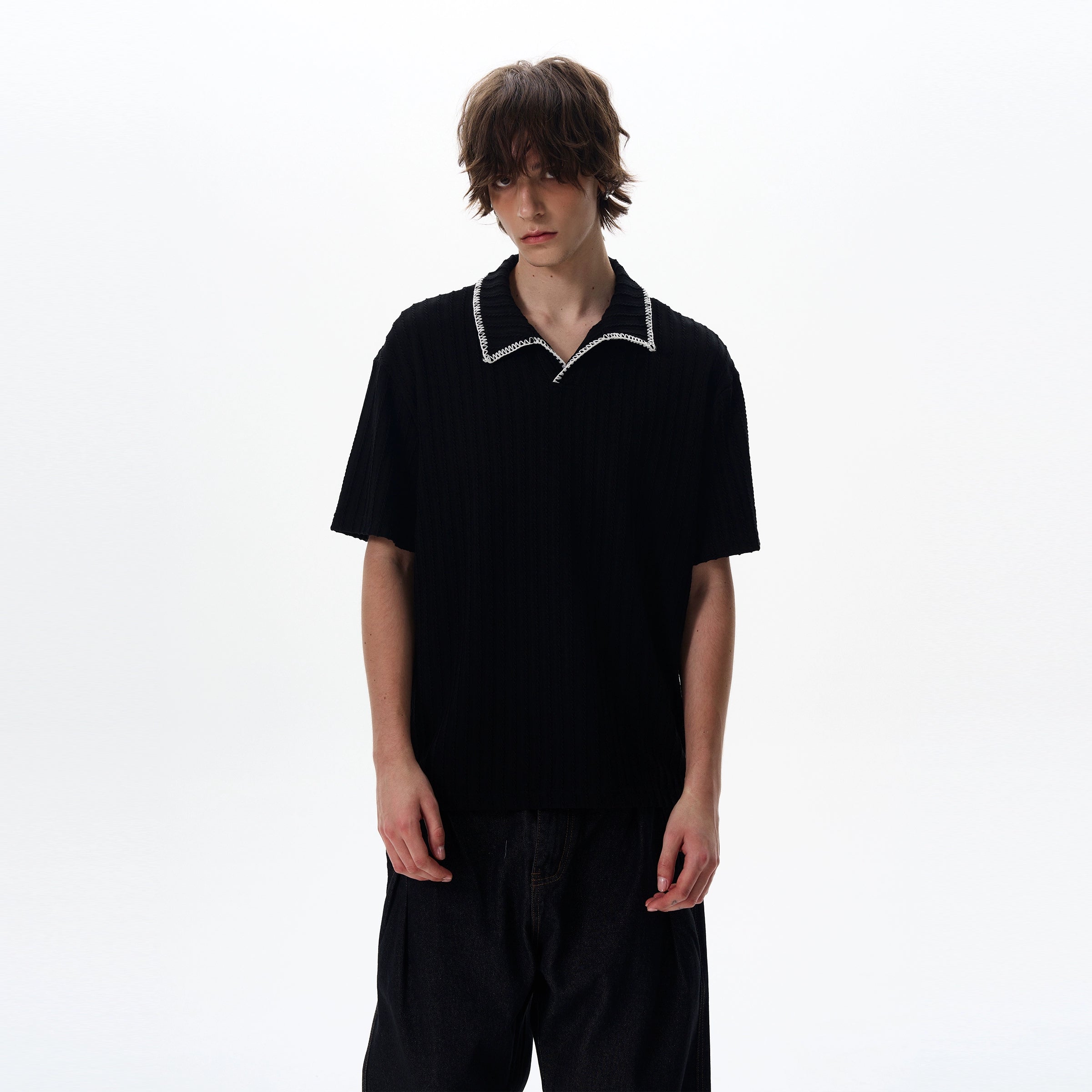 Urban Texture Knit Polo Shirt