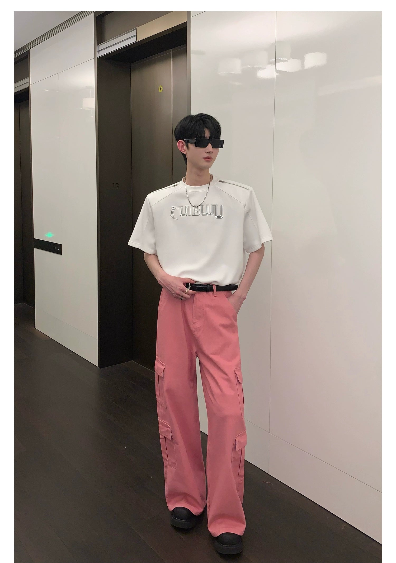 Pink Wide-Leg Cargo Pants
