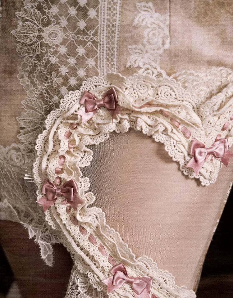 Vintage Lace Heart Patchwork Mini Skirt