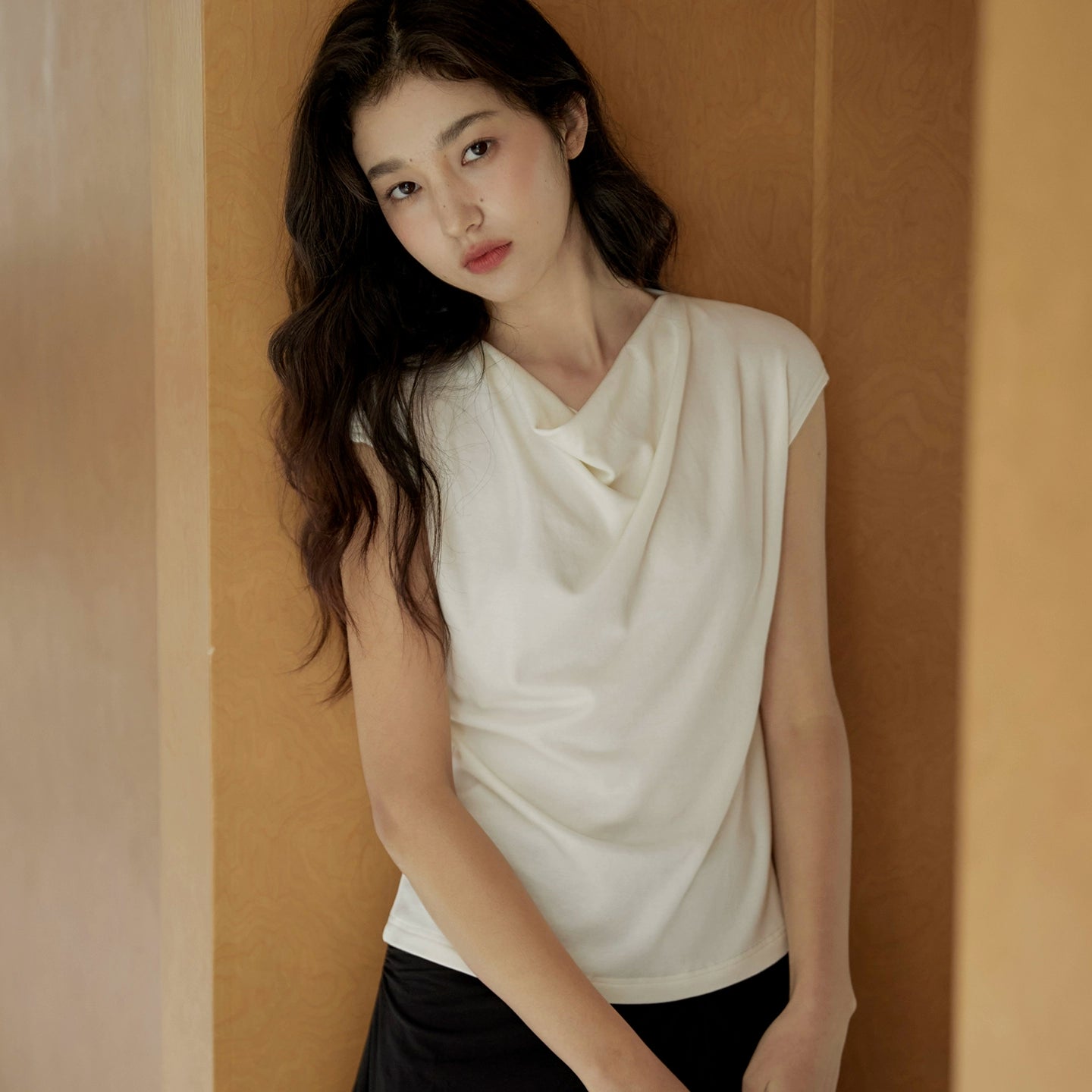 Cowl Neck Cap Sleeve Top