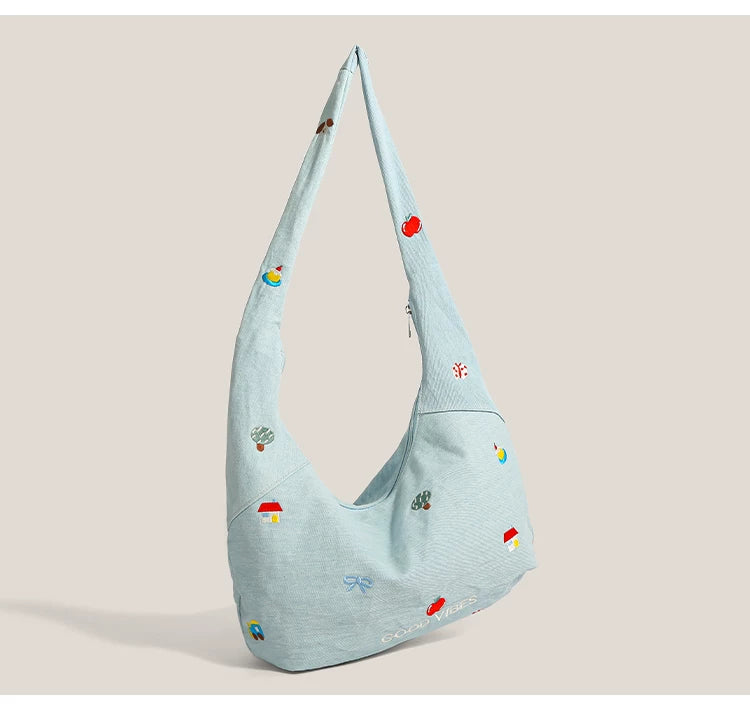 Good Vibes Embroidered Hobo