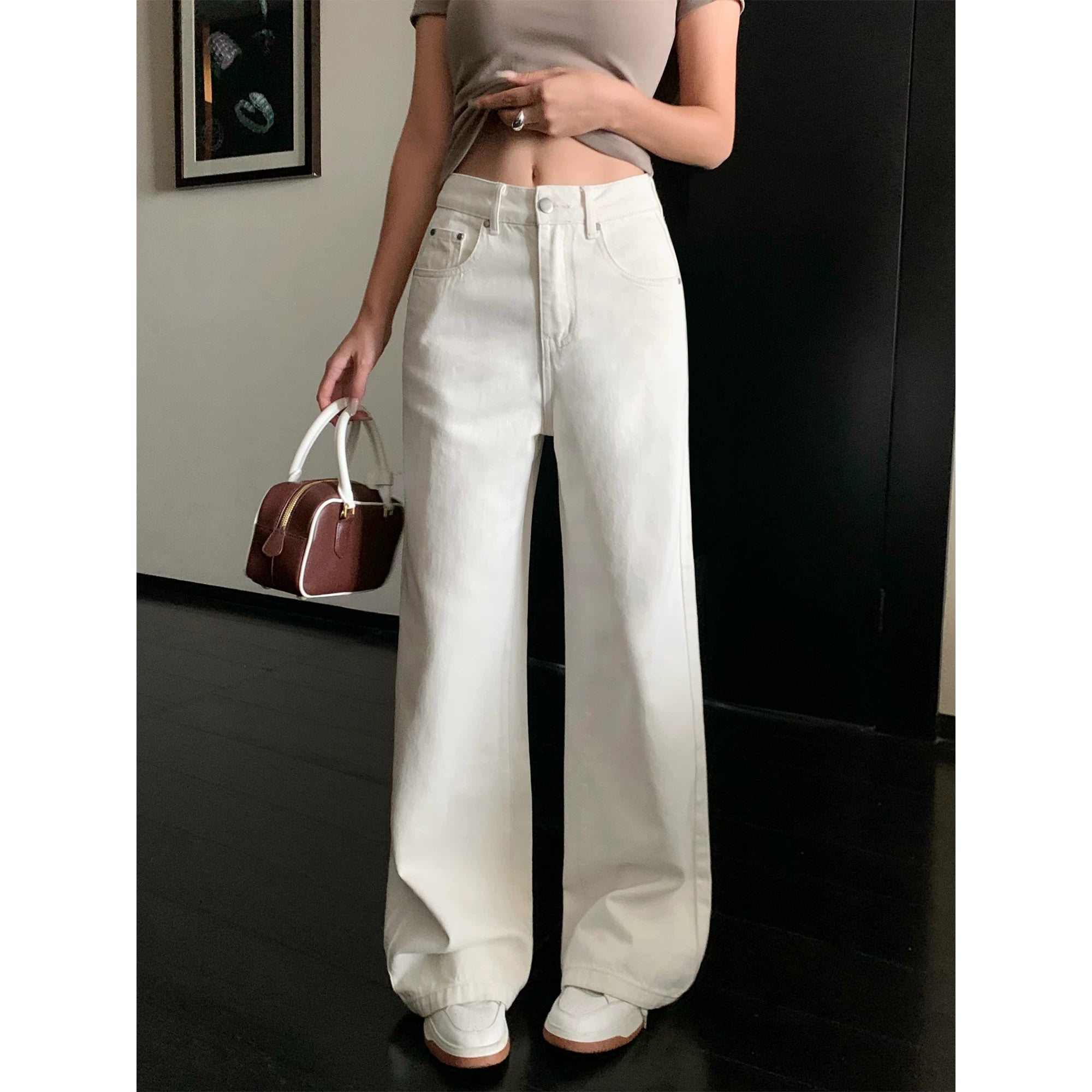 Cloudline Wide-Leg Cream Denim Pants