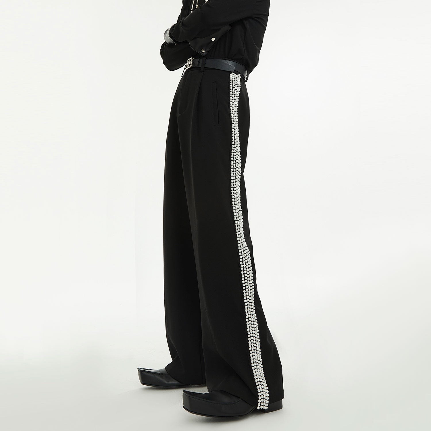 Crystal Stripe Wide-Leg Pants