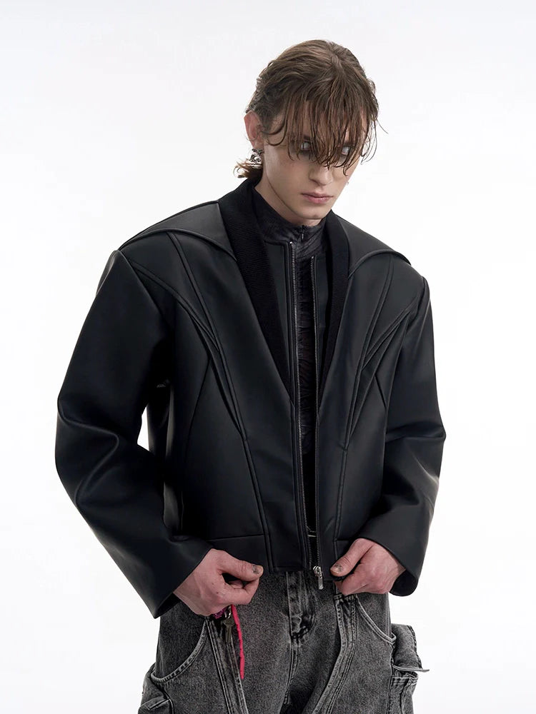 Structured Noir Bomber Jacket