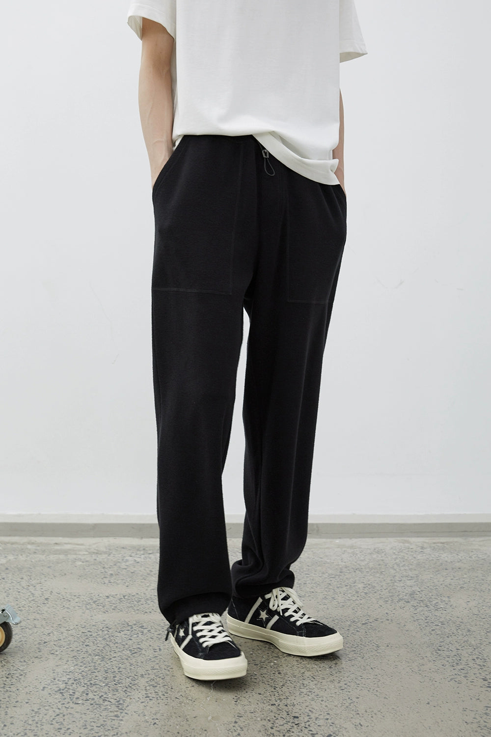 Drawstring Wide-Leg Athletic Pants