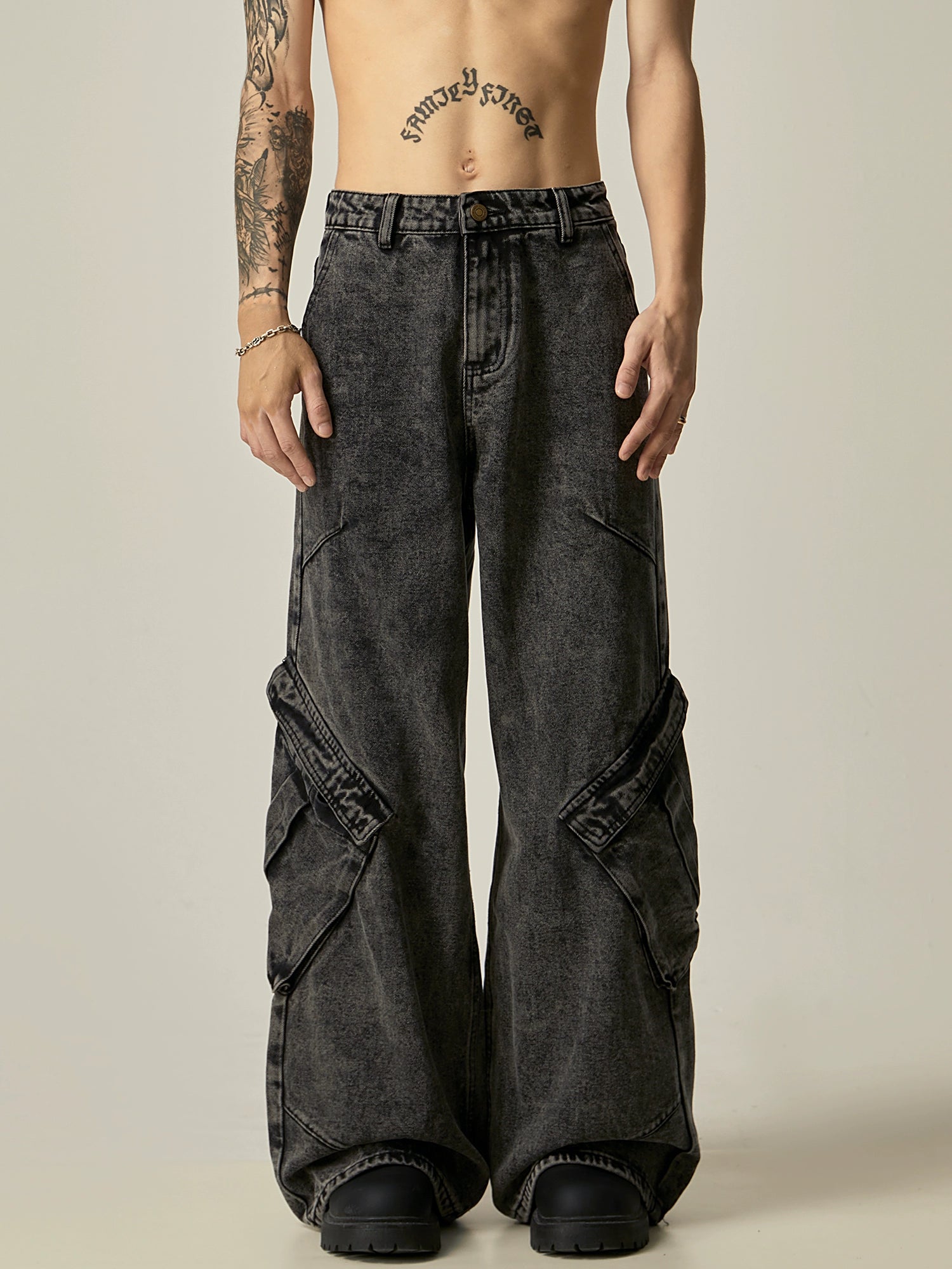 Obsidian Surge Cargo Wide Jeans