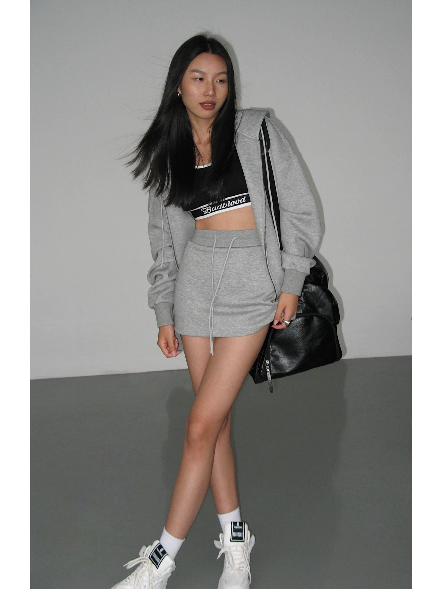 Drawstring Waist Mini Skirt