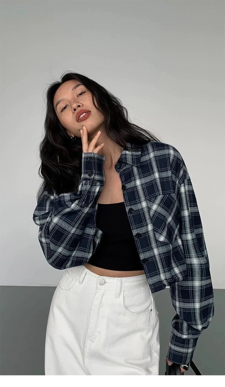 Fall Retro Plaid Shirt - chiclara