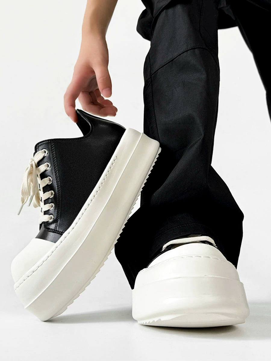 High-Top Black and White Chunky Platform Sneakers