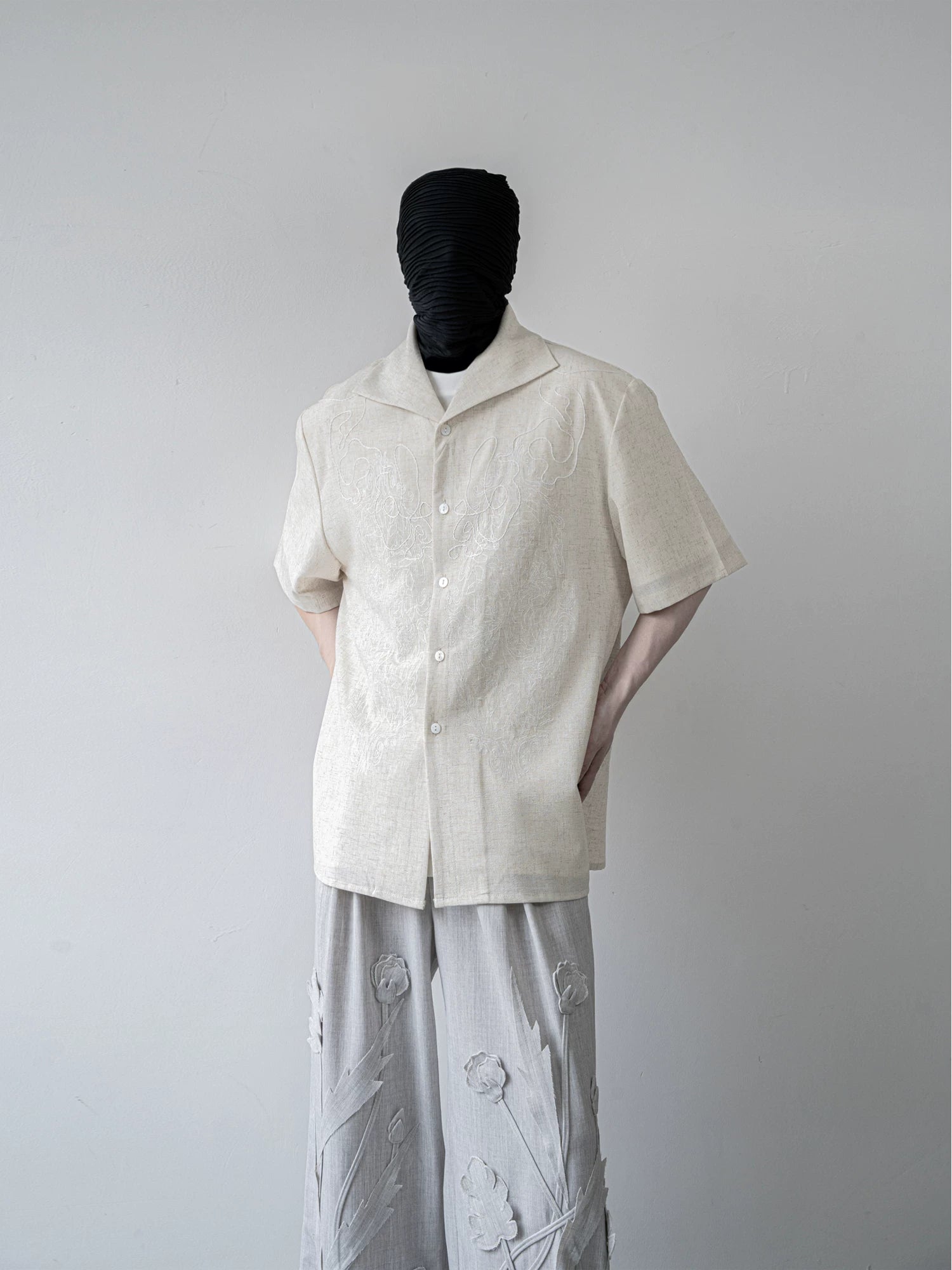 Linen Haze Scroll Camp Shirt