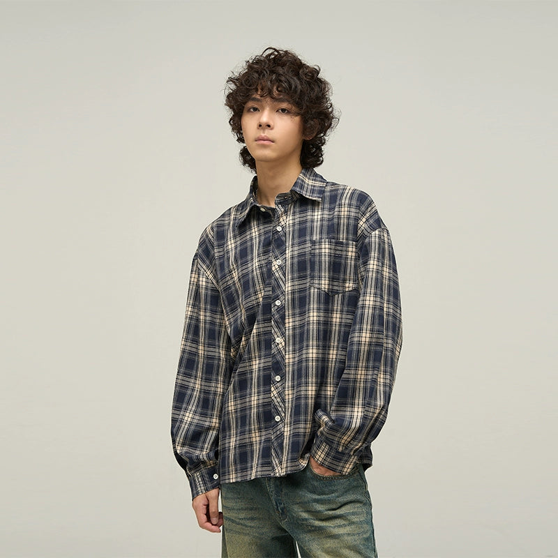 Oversized Plaid Full Button Shirt