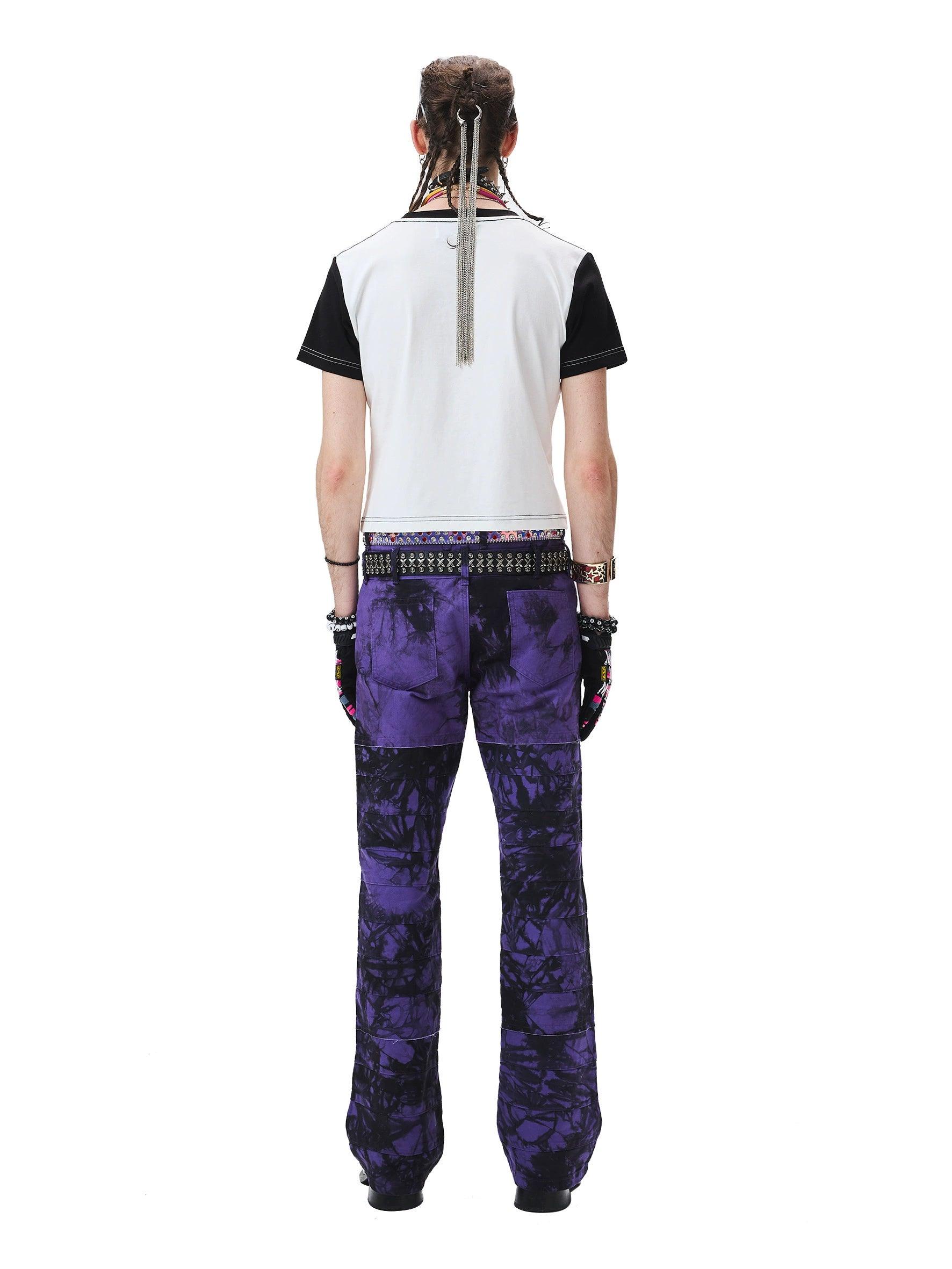 Purple Tie-Dye Wide-Leg Trousers - chiclara