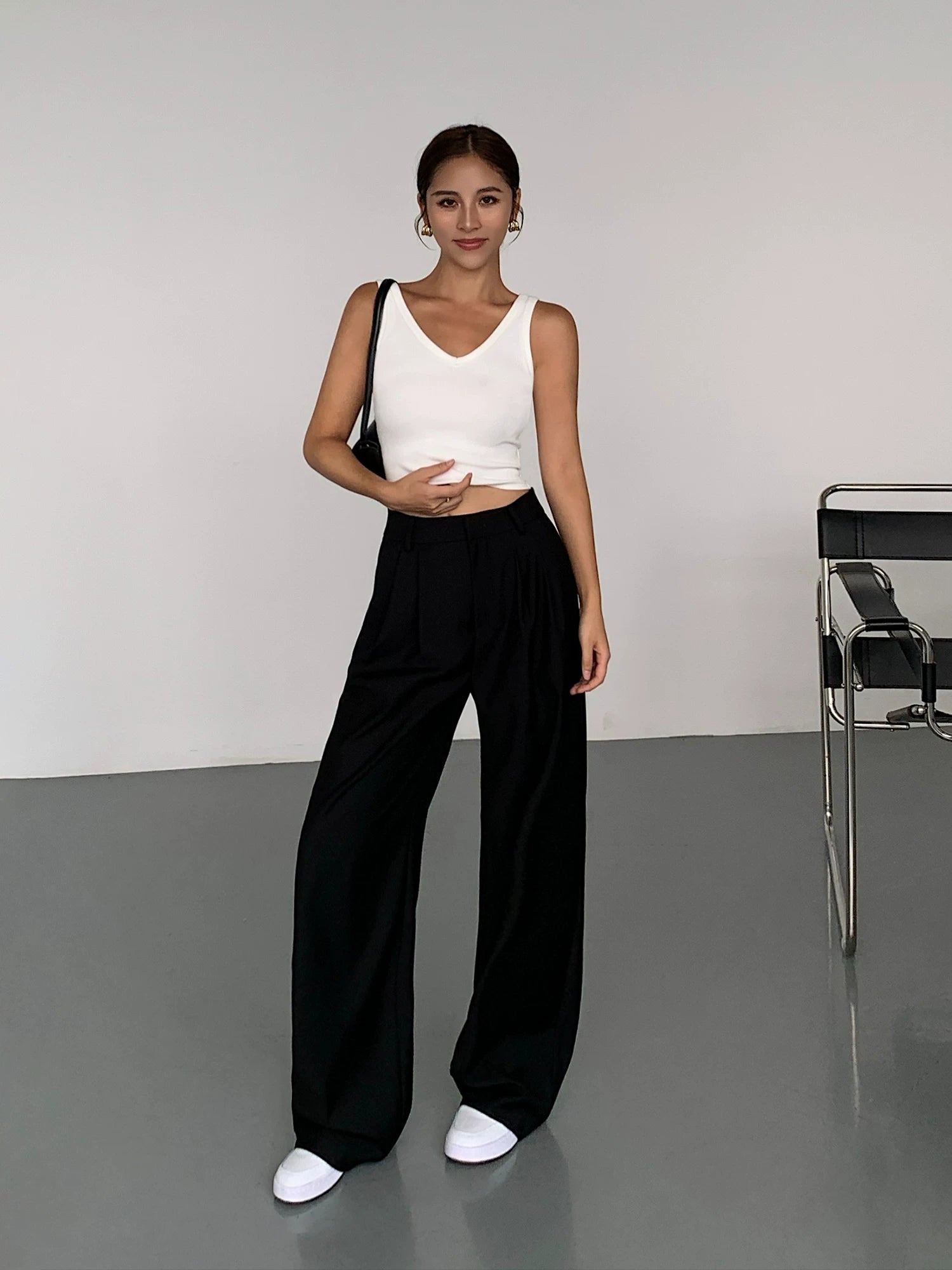 Midnight Drape High-Waist Wide Trousers