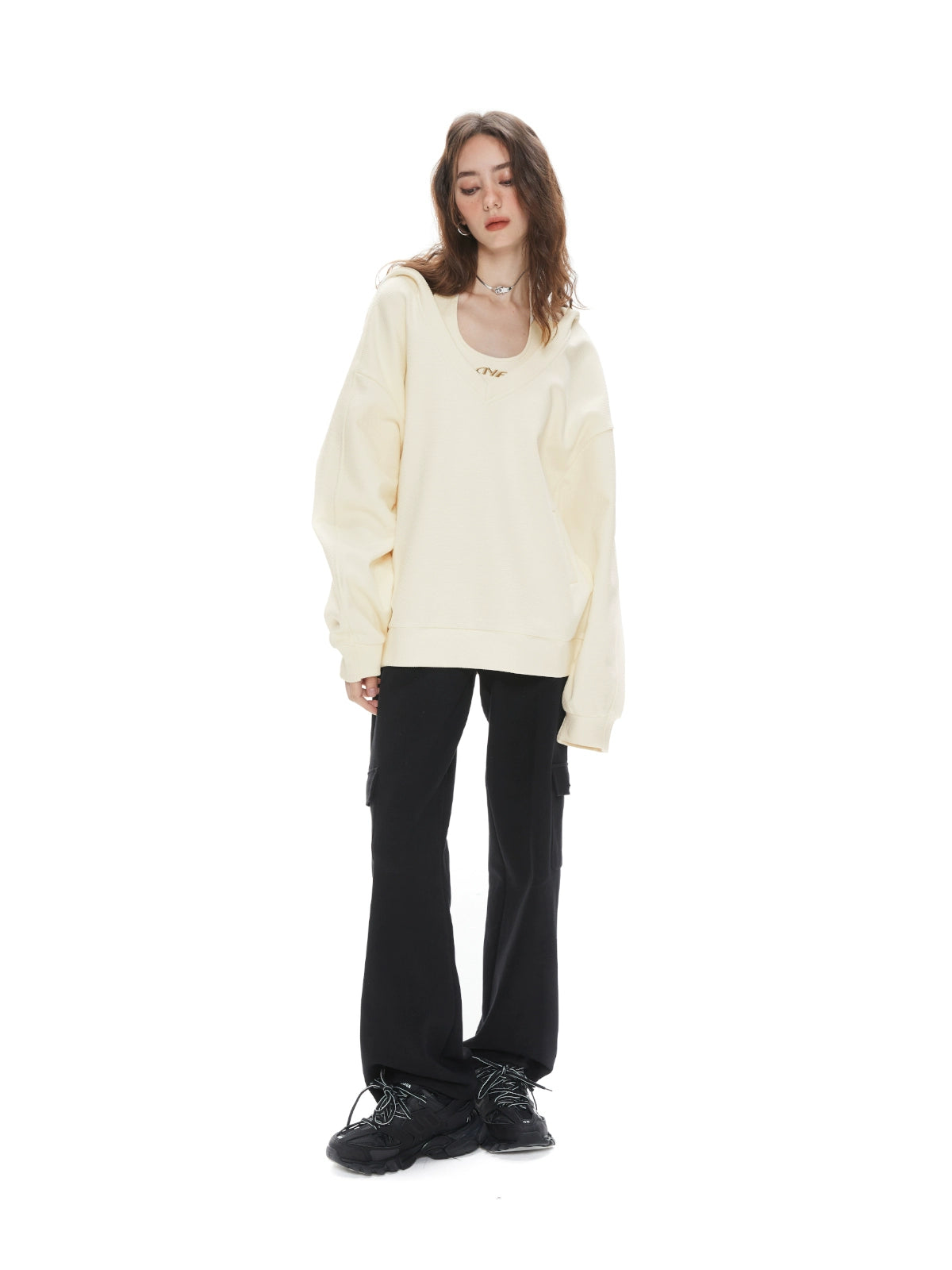 Oversized V-Neck Sweatshirt