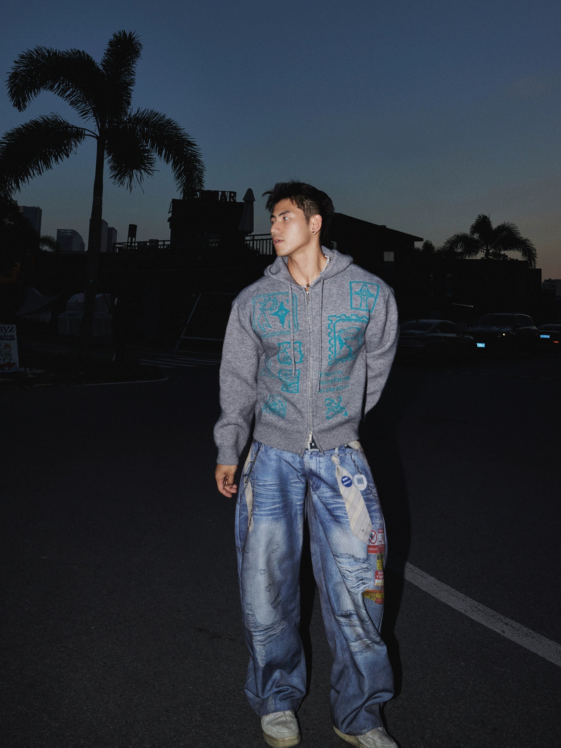 Urban Sketch Ruby Zip Hoodie