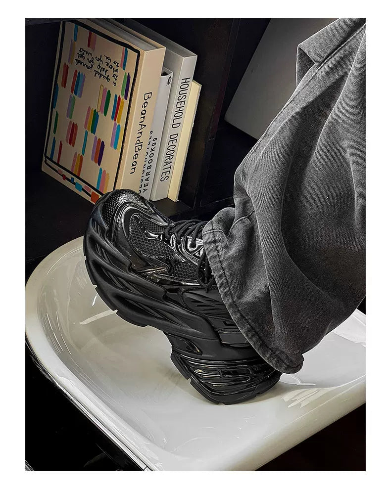 Futuristic Metallic Platform Runner Sneakers
