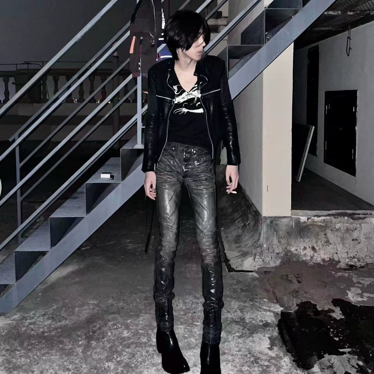 Mercury Sheen Oil-Slick Coated Jeans