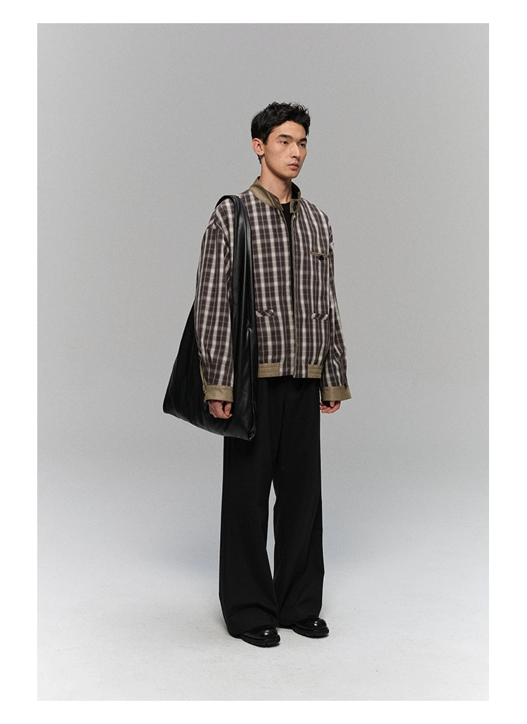 Plaid-Lined Reversible Harrington Jacket