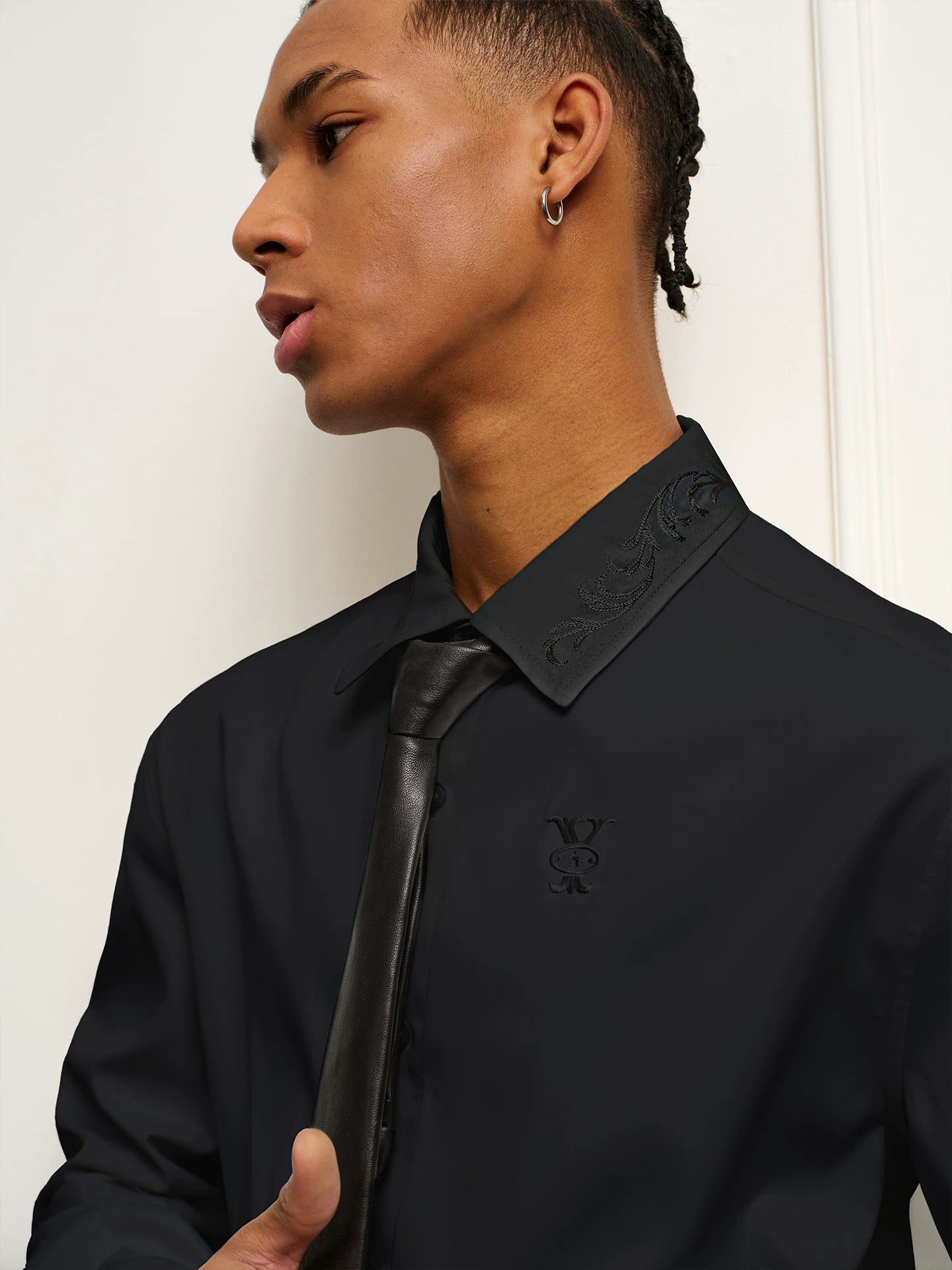 Baroque Embroidery Simple Casual Lapel Long-sleeve Shirt