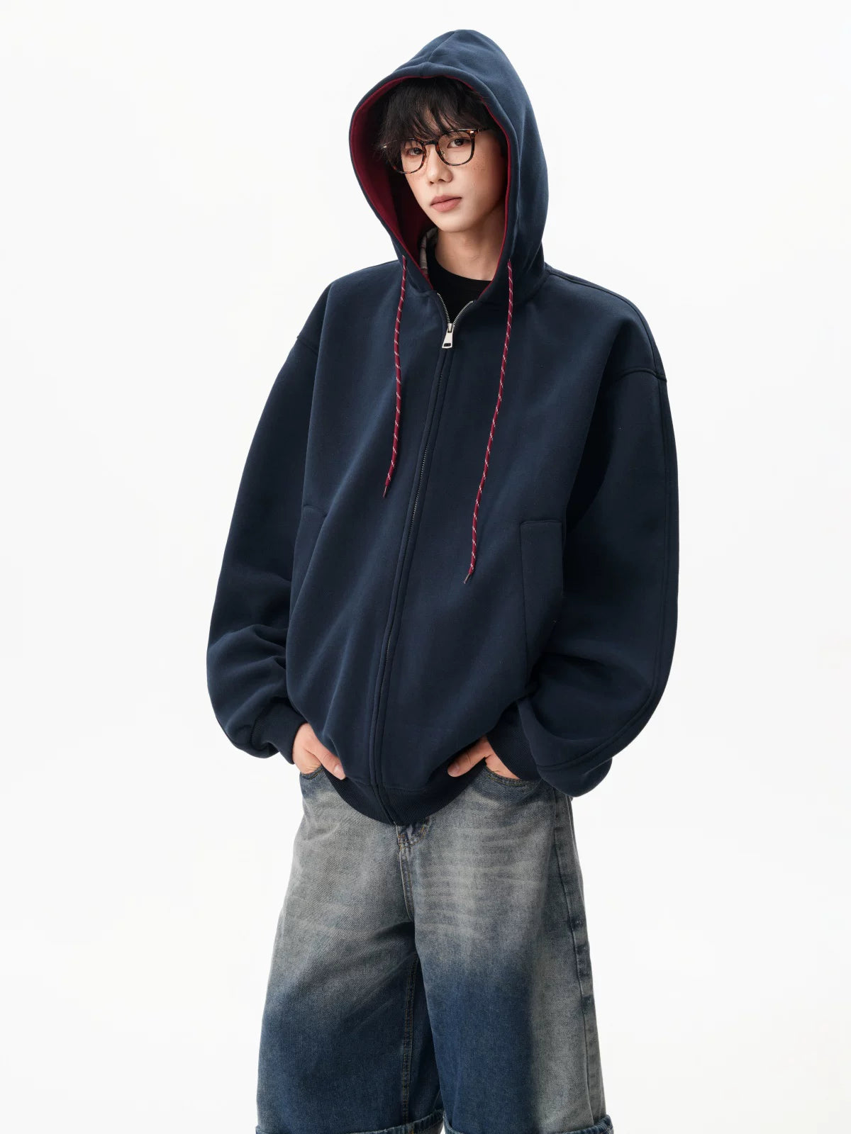 Echo Cord Contrast Zip Hoodie