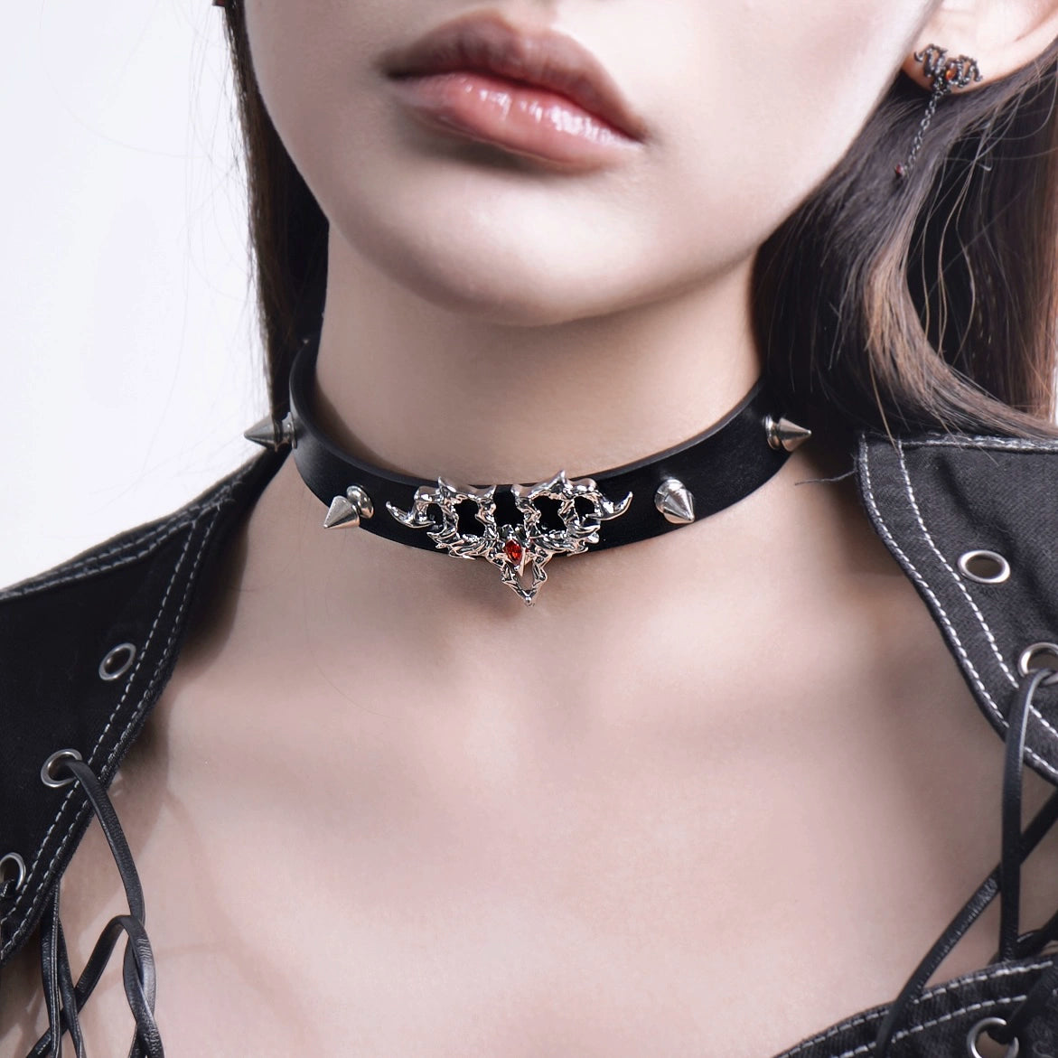 Gothic Black Velvet Choker with Silver Bat Pendant