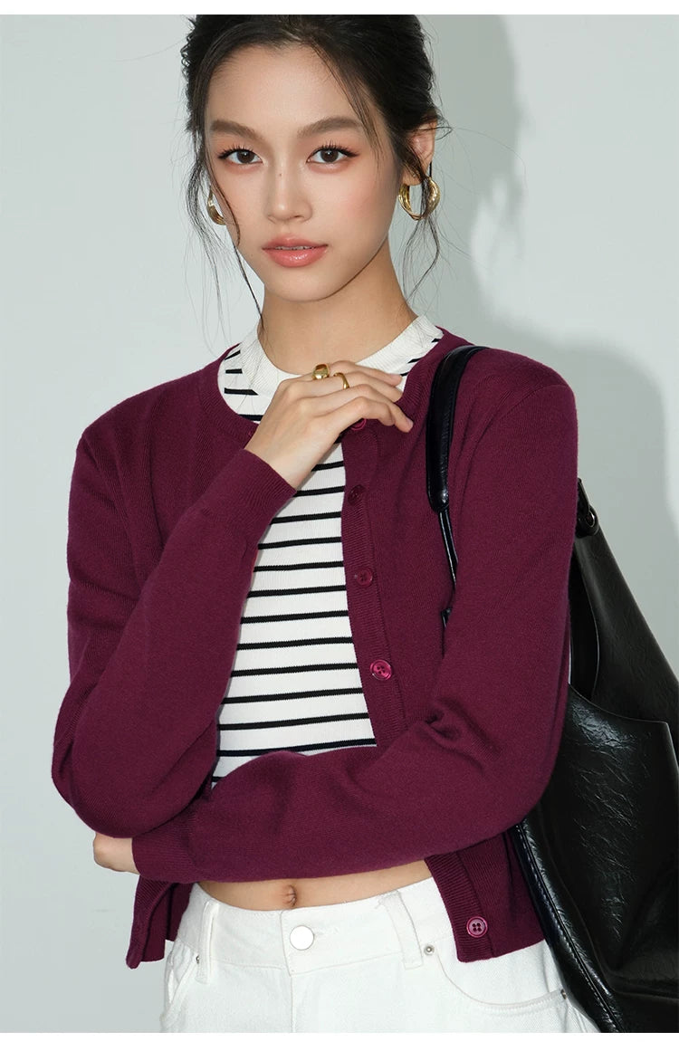 Classic Crew Neck Knit Cardigan