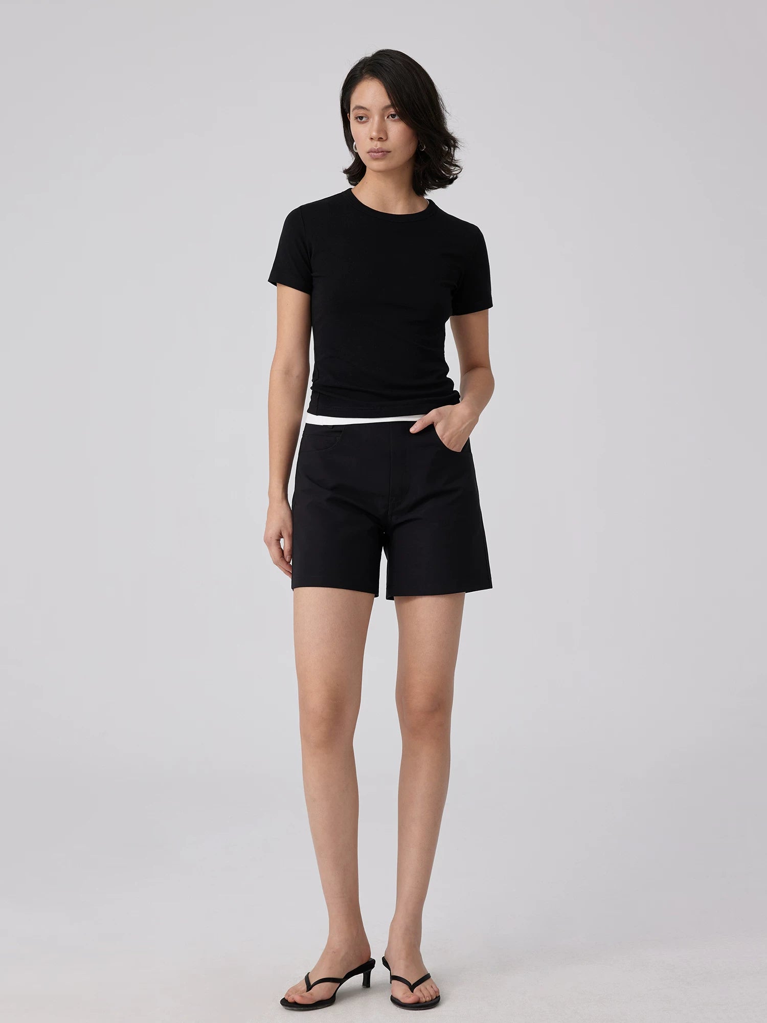 High-Waisted Buckleback Tailored Shorts