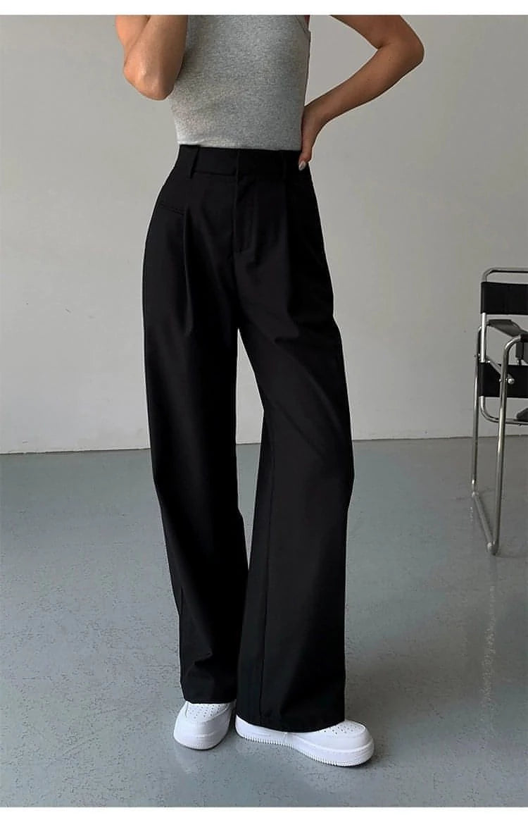 Drapey Wide-Leg Suit Trousers - chiclara