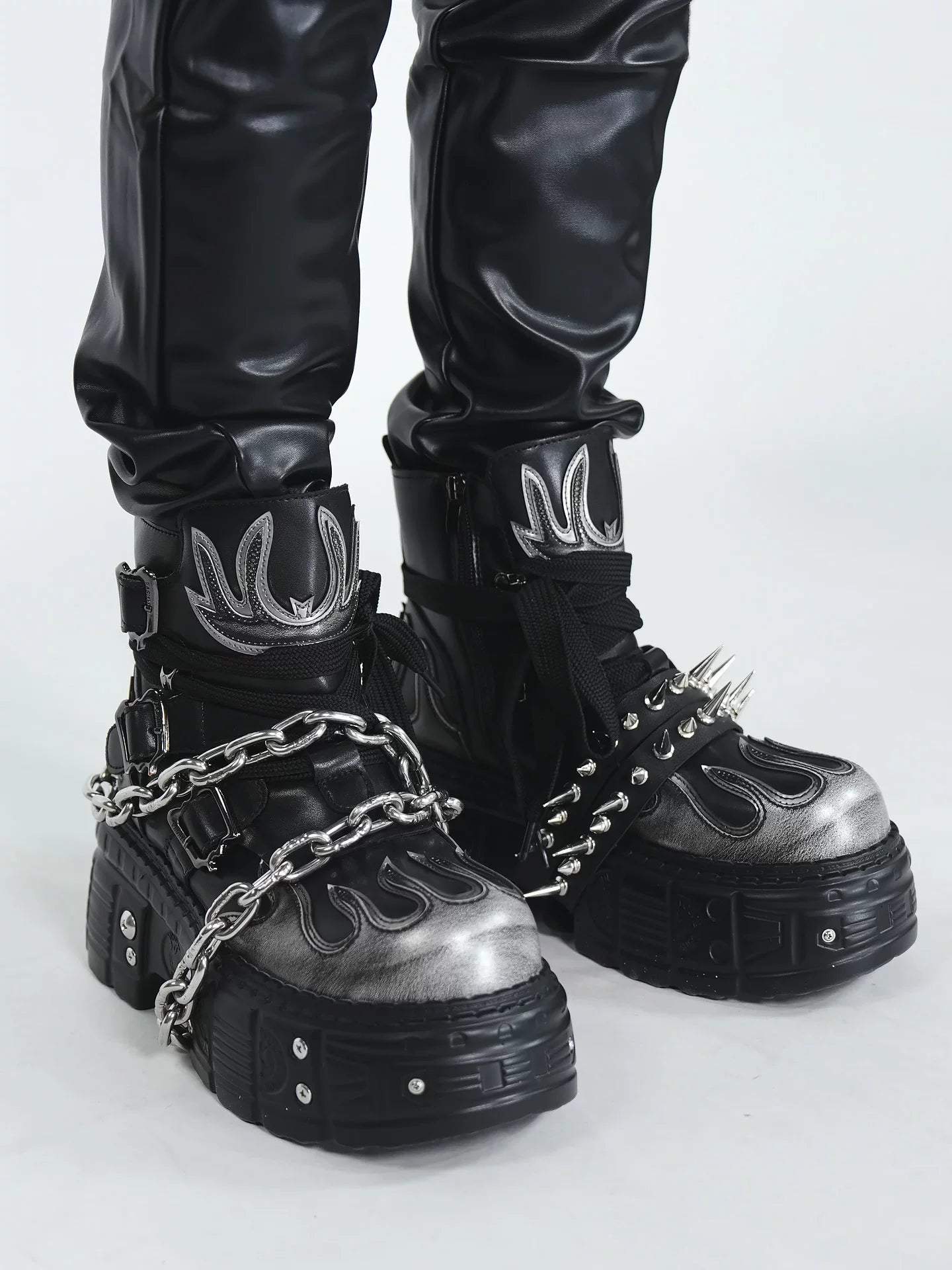 Obsidian Inferno Chain-Spike Platform Boots