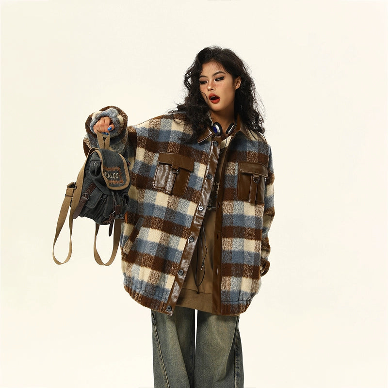 Monochrome Plaid Oversized Shacket