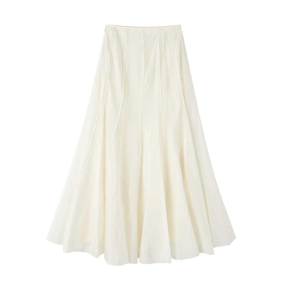 Paneled Cupro Fishtail Maxi Skirt
