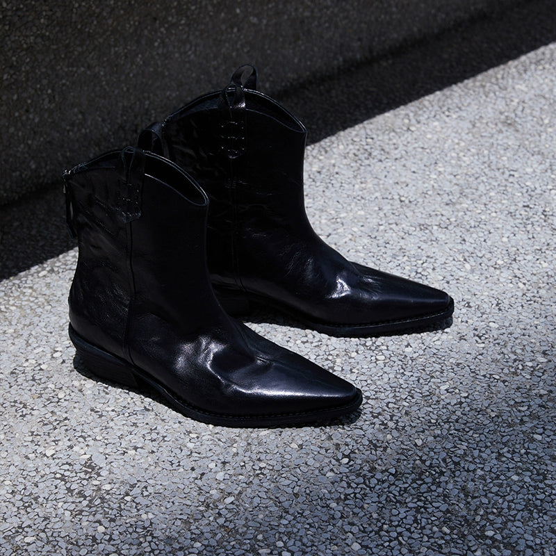 Patent Pointed-Toe Dress Shoes.